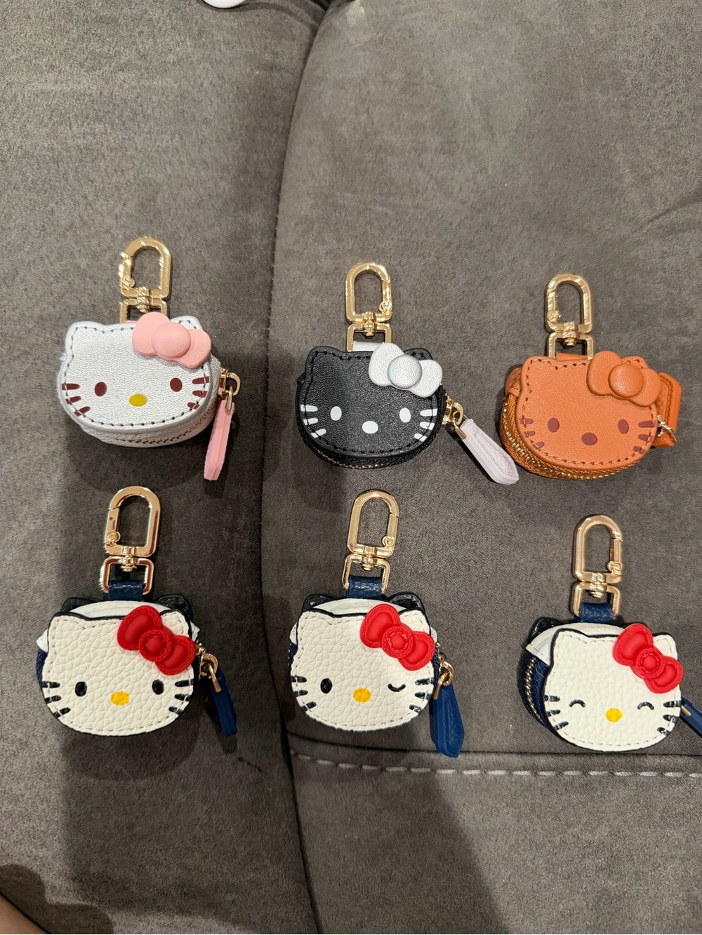 Hello Kitty Multi-Color Coin Pouch Keychain Set with Gold Clips